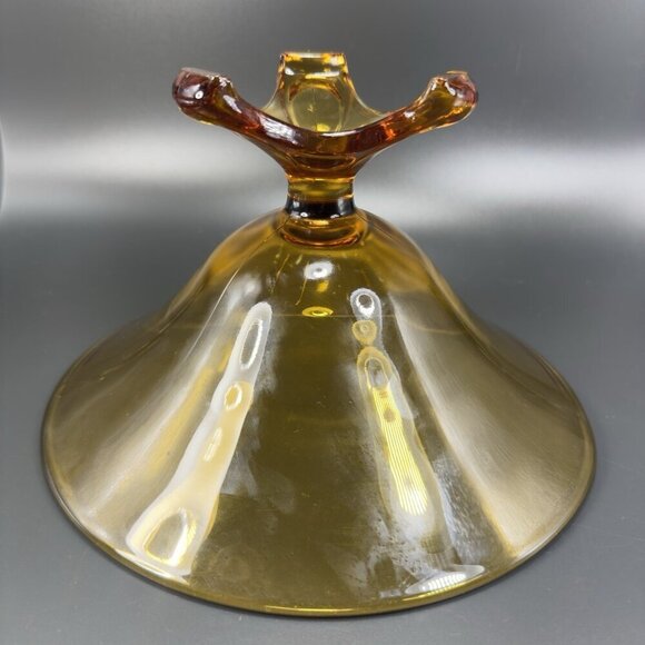 Viking Epic Arching Foot West Virginia Glass Amber Tall Glass Dish Bowl Vintage - Picture 12 of 13